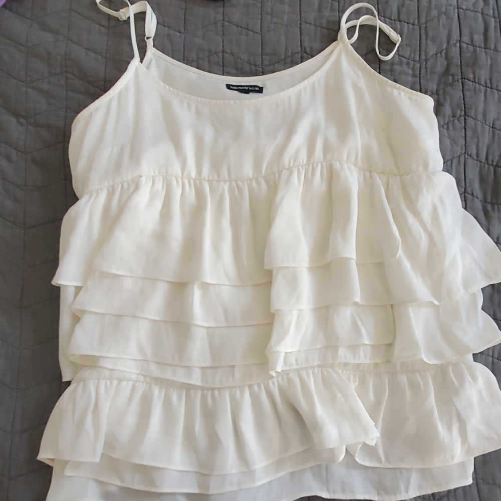 Cream ruffled top